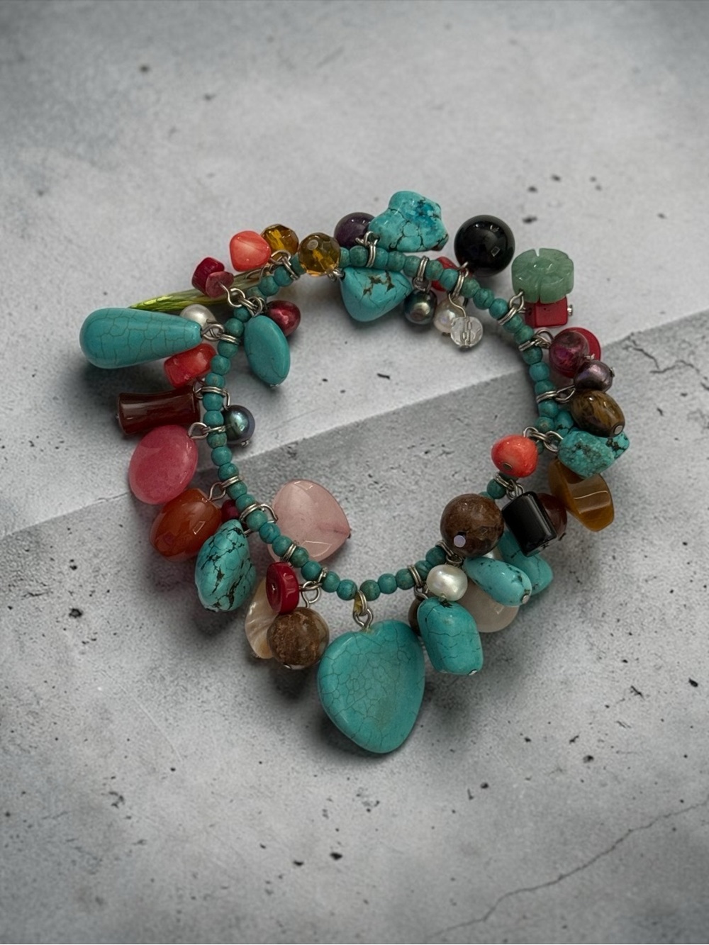 🫶🏻 Stunning Turquoise & Gemstone Charm Bracelet